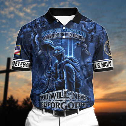 Frenzidea Premium Veteran 3D Polo All Over Printed