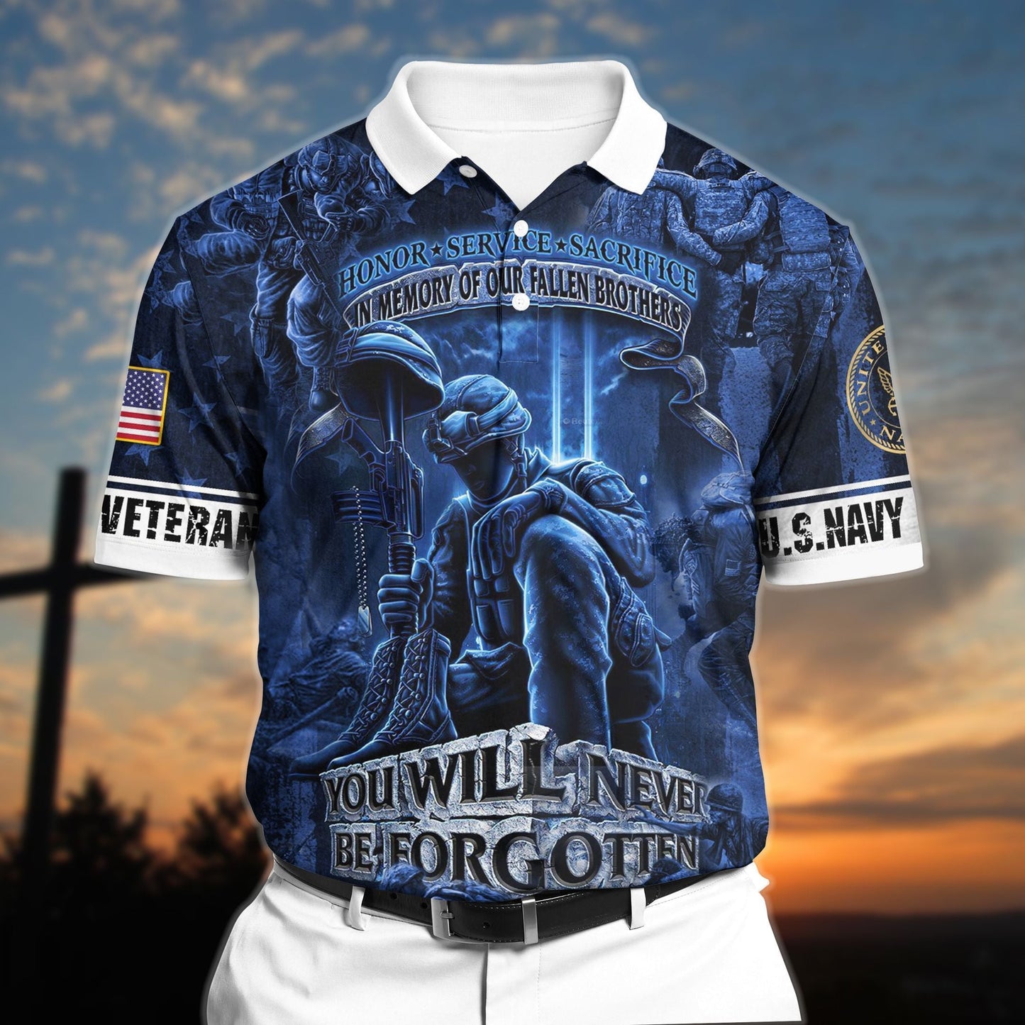 Frenzidea Premium Veteran 3D Polo All Over Printed