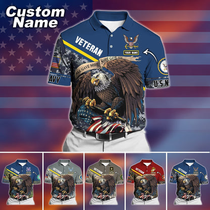 Frenzidea Premium Personalised U.S Multiple Service Veteran Polo Shirt