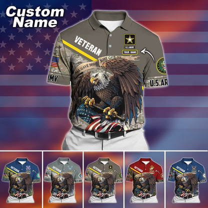 Frenzidea Premium Personalised U.S Multiple Service Veteran Polo Shirt