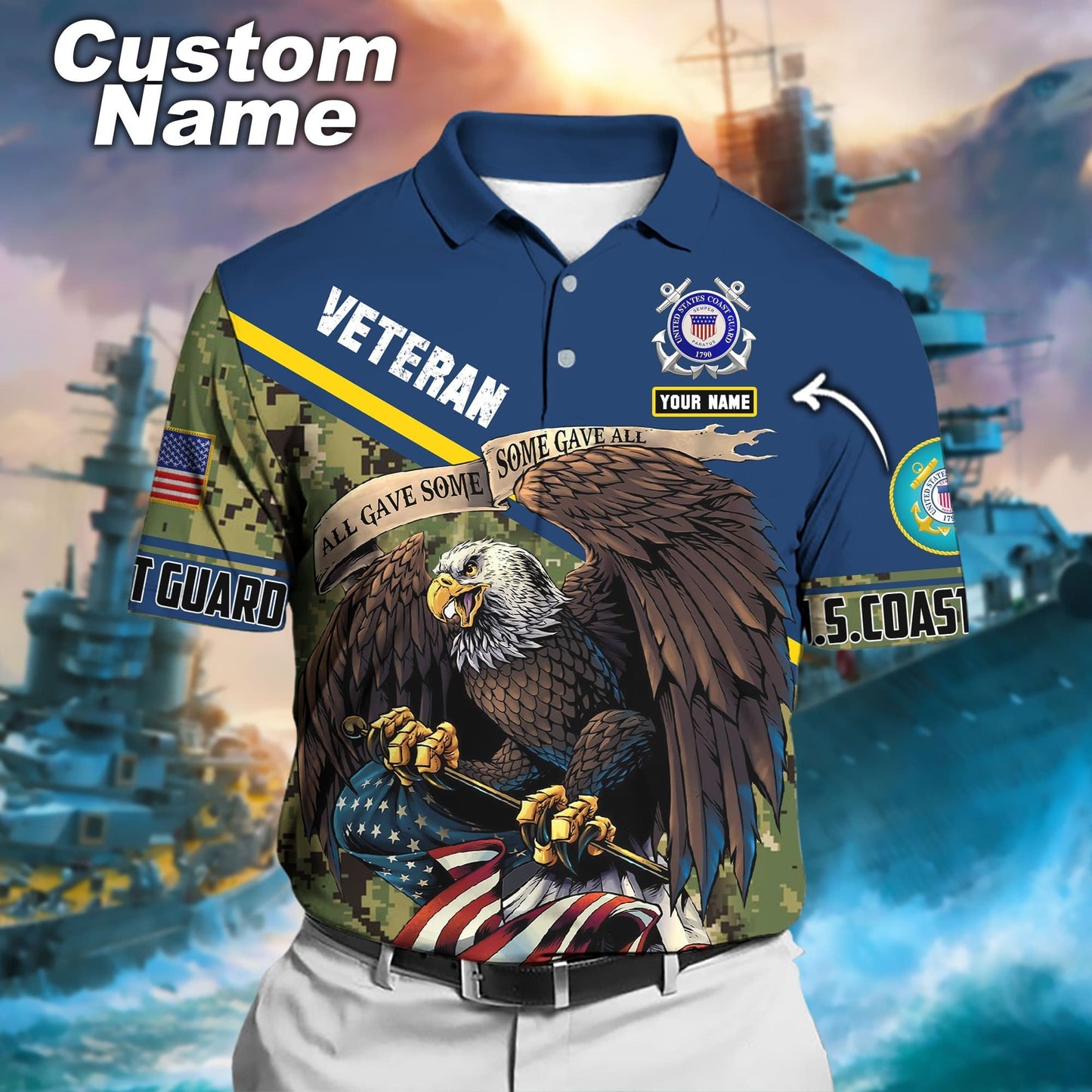 Frenzidea Premium Honor The Fallen US Veteran Polo Shirt