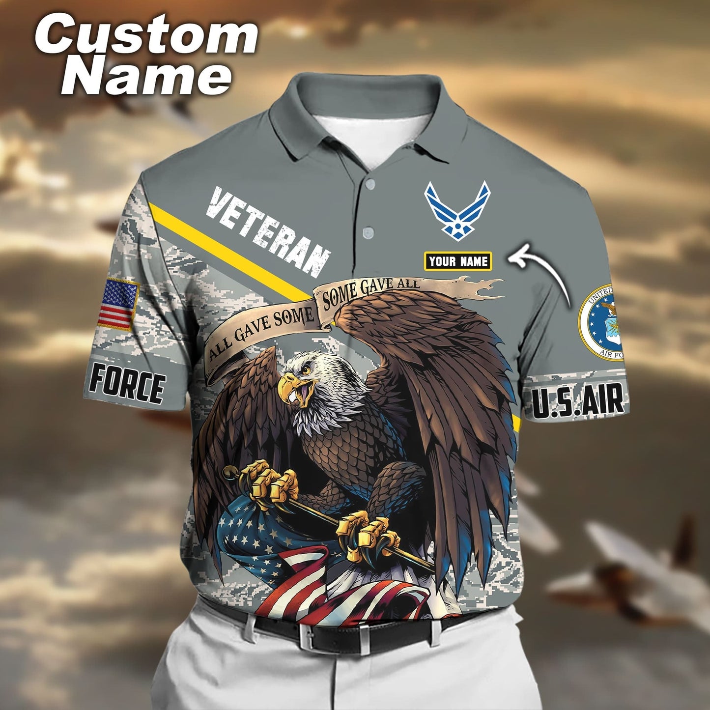 Frenzidea Premium Honor The Fallen US Veteran Polo Shirt