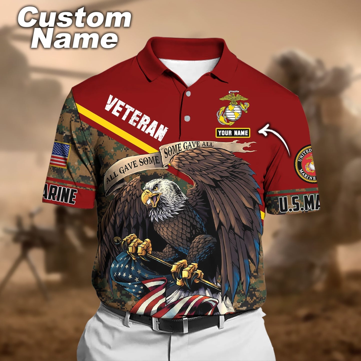 Frenzidea Premium Honor The Fallen US Veteran Polo Shirt