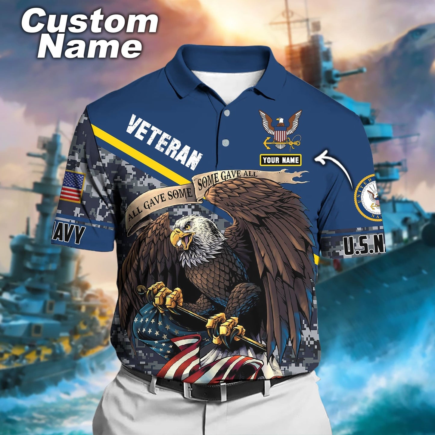 Frenzidea Premium Honor The Fallen US Veteran Polo Shirt
