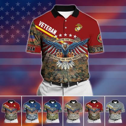 Frenzidea Premium U.S Multiple Service Veteran Polo Shirt