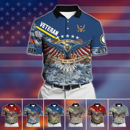 Frenzidea Premium U.S Multiple Service Veteran Polo Shirt