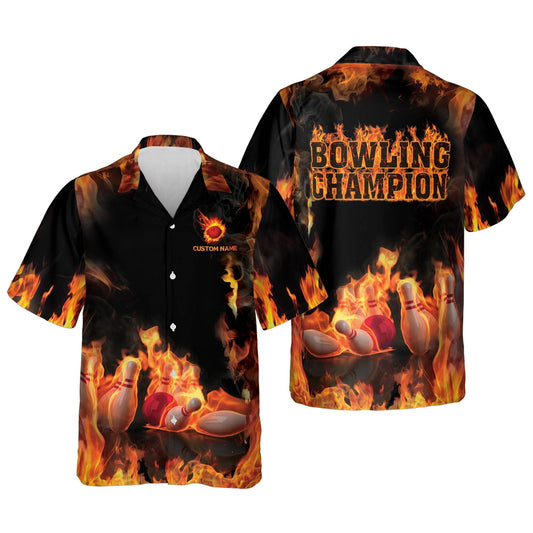 Frenzidea Bowling Champion Personalized Name Hawaiian Shirt