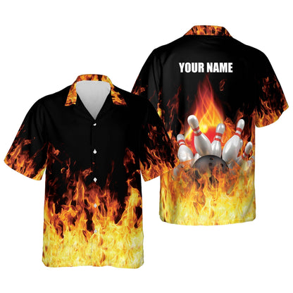 Frenzidea Bowling Flame Personalized Name Hawaiian Shirt