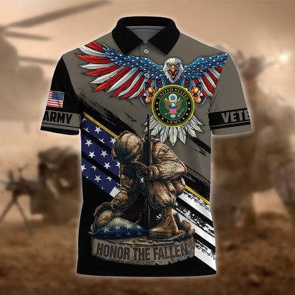 Frenzidea Premium U.S Multiple Service Veteran Polo Shirt