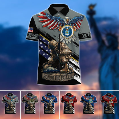 Frenzidea Premium U.S Multiple Service Veteran Polo Shirt