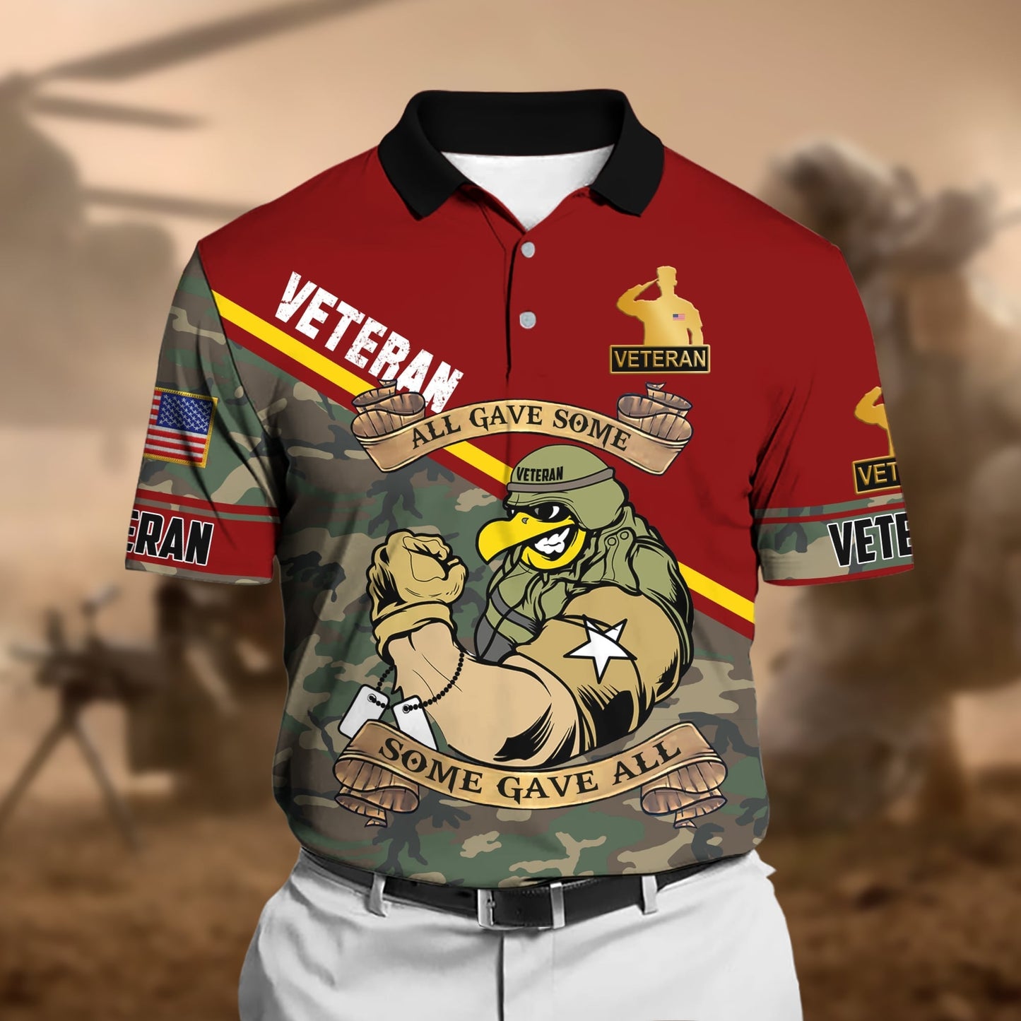 Frenzidea Unique U.S Multiple Service Veteran Polo Shirt