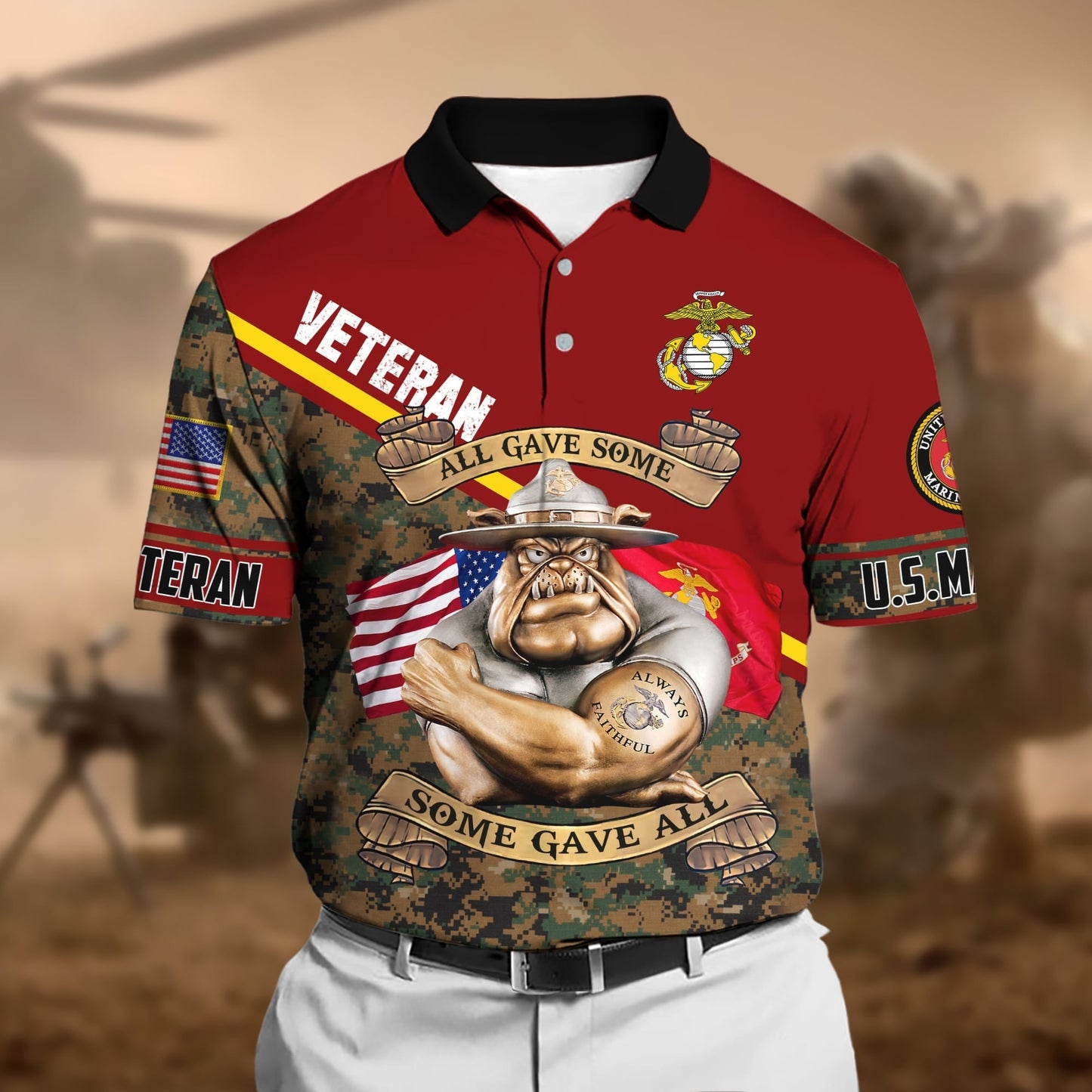 Frenzidea Unique U.S Multiple Service Veteran Polo Shirt