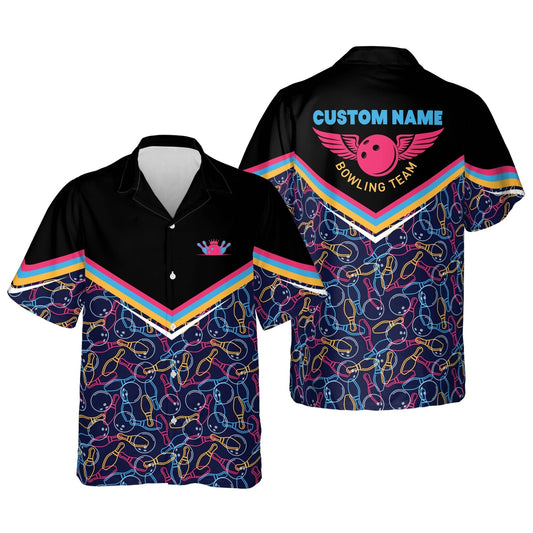 Frenzidea Bowling Pattern Personalized Name Hawaiian Shirt