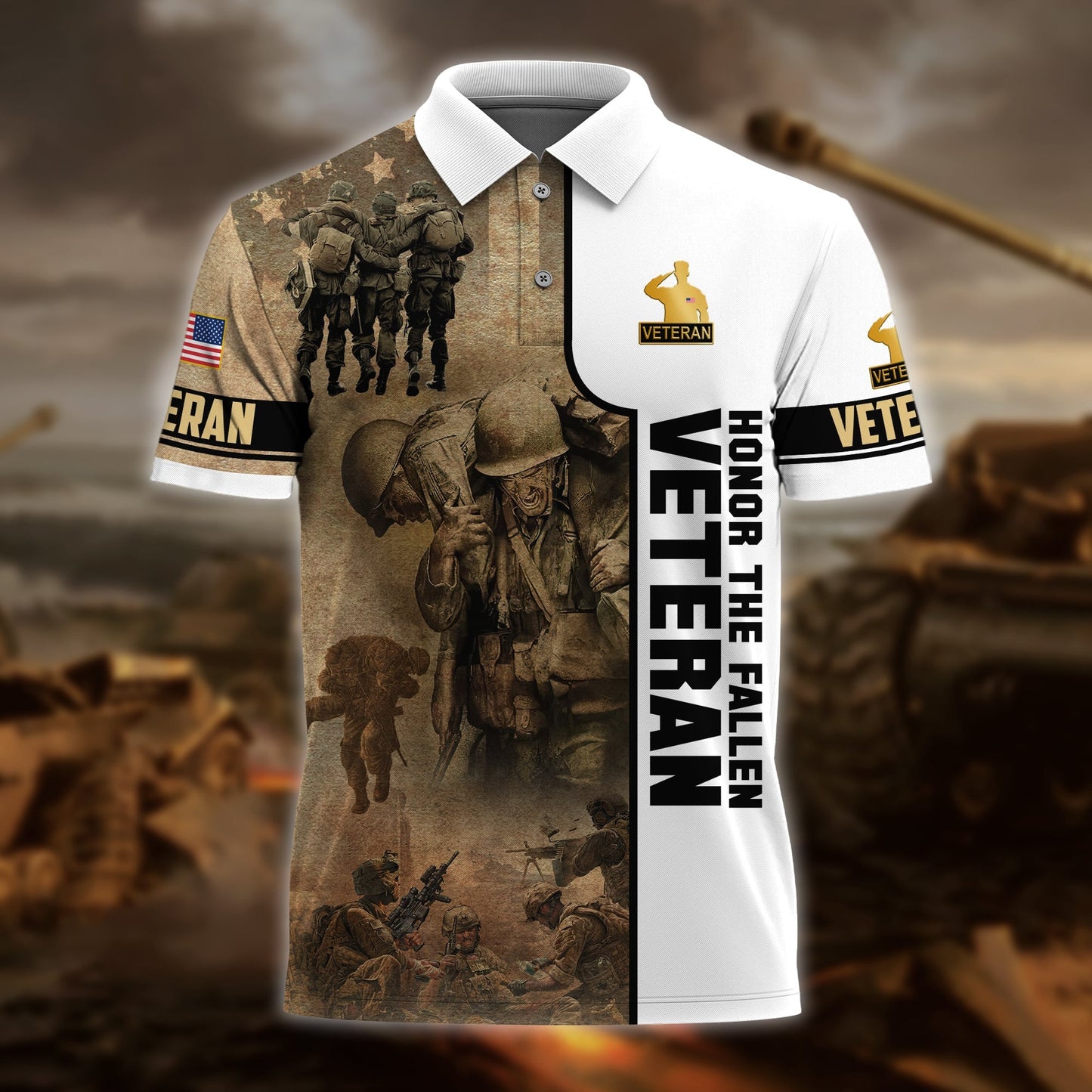 Frenzidea Unique Honor The Fallen Veteran Polo Shirt