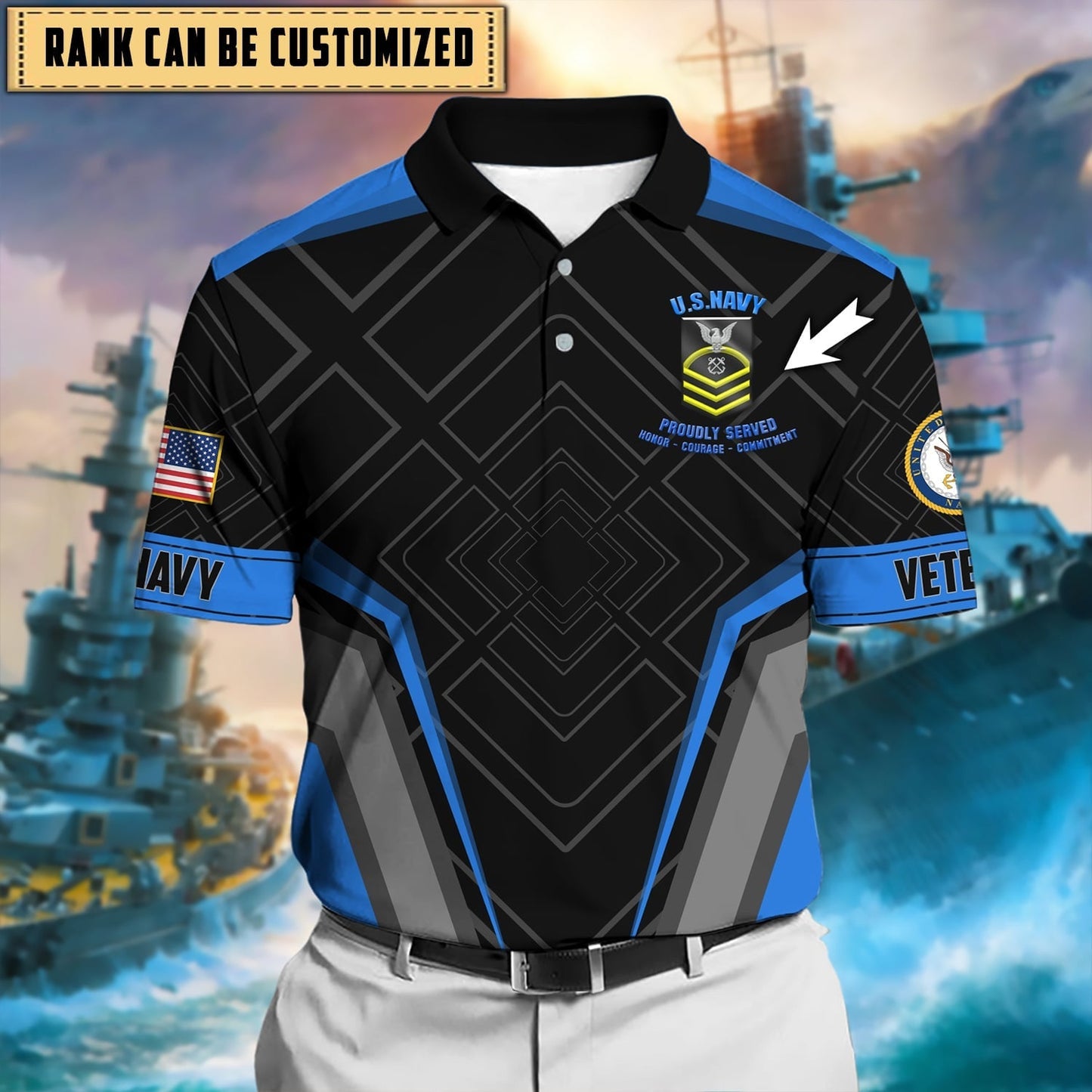 Frenzidea Premium Honor The Fallen US Veteran Polo Shirt