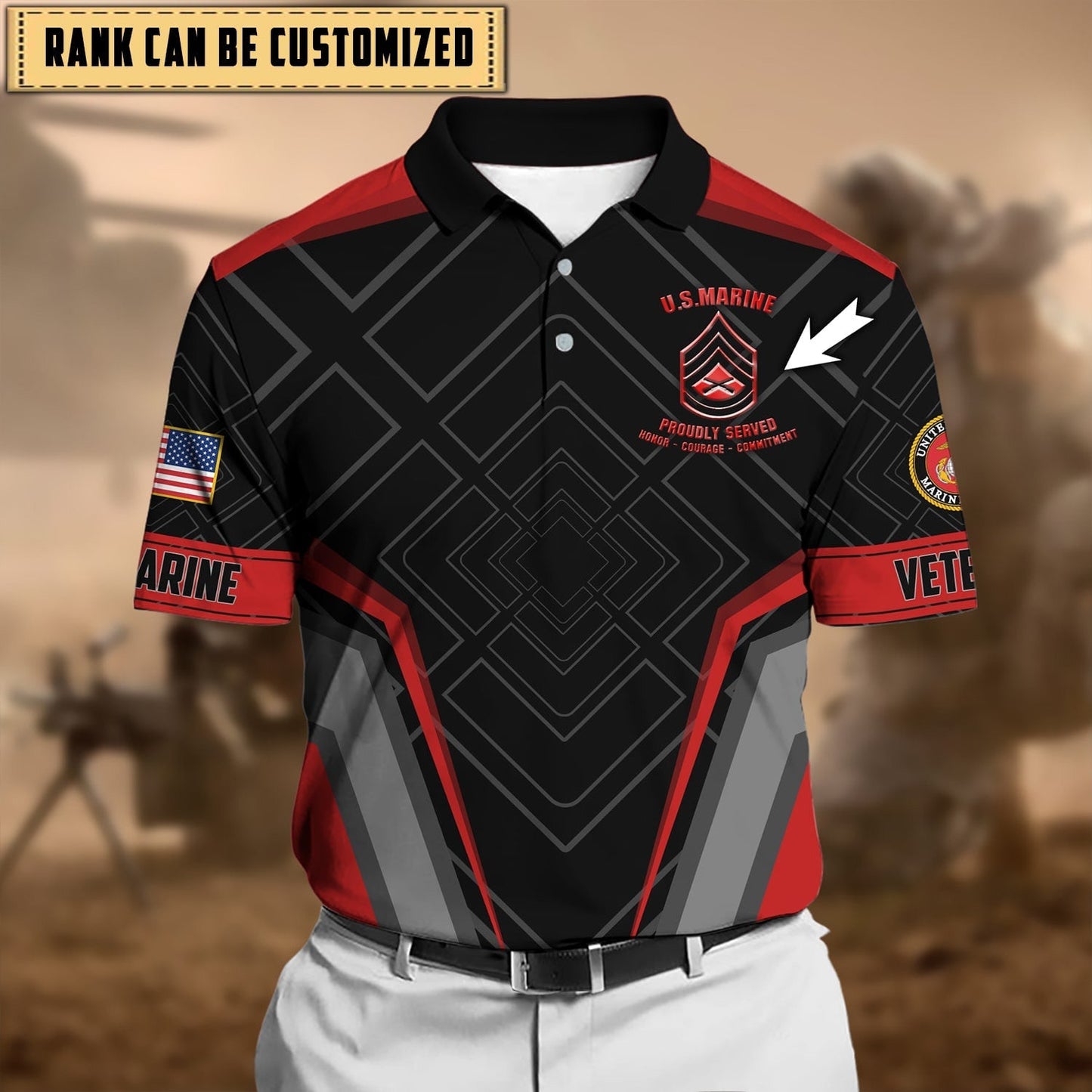 Frenzidea Premium Honor The Fallen US Veteran Polo Shirt