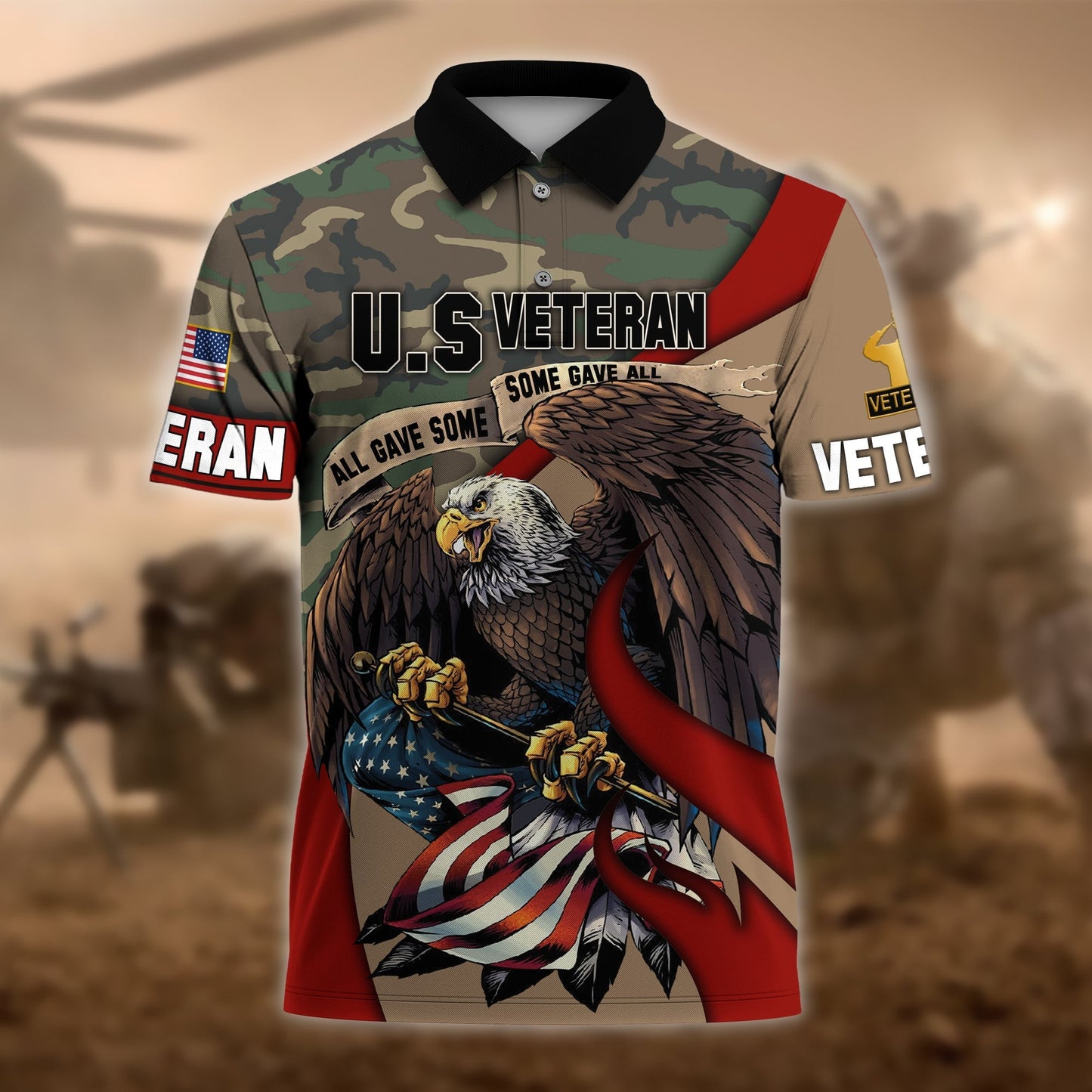 Frenzidea Premium U.S Multiple Service Veteran Polo Shirt