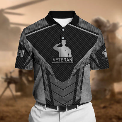 Frenzidea Premium U.S Multiple Service Veteran Polo Shirt