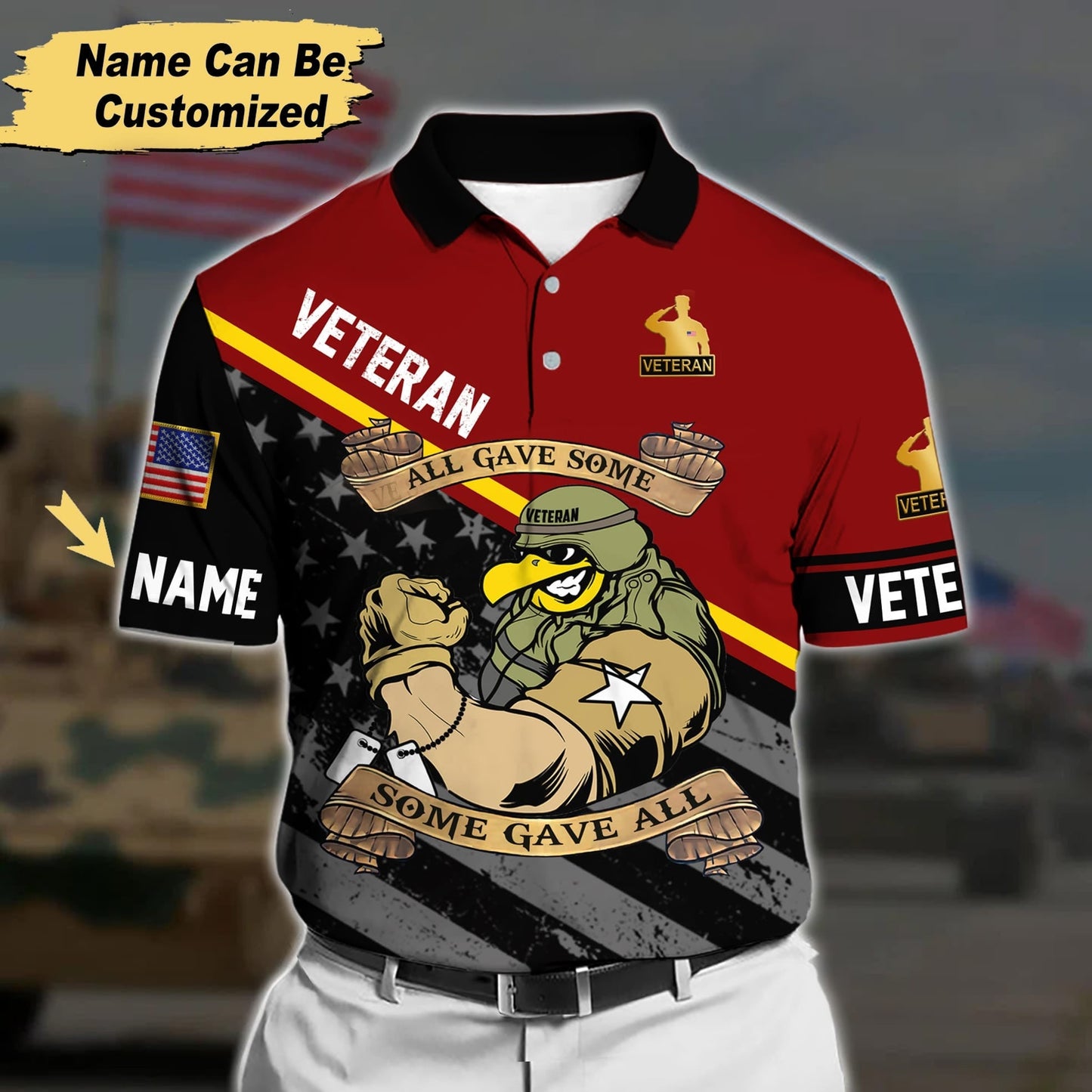 Frenzidea Premium Personalised U.S Multiple Service Veteran Polo Shirt