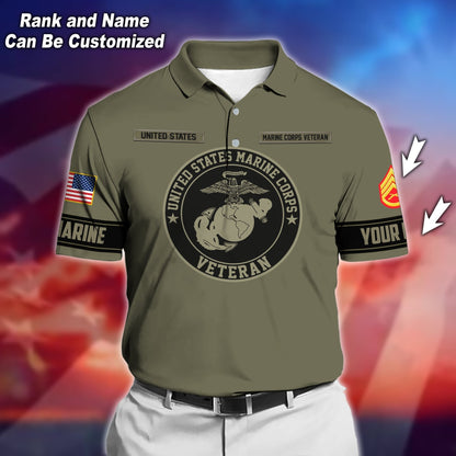 Frenzidea Premium Personalised U.S Multiple Service Veteran Polo Shirt