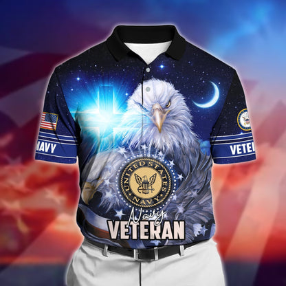 Frenzidea Premium U.S Multiple Service Veteran Polo Shirt