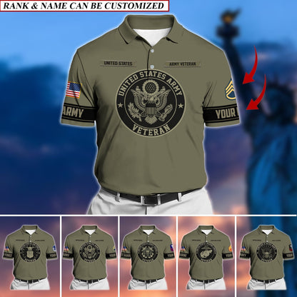 Frenzidea Premium Personalised U.S Multiple Service Veteran Polo Shirt