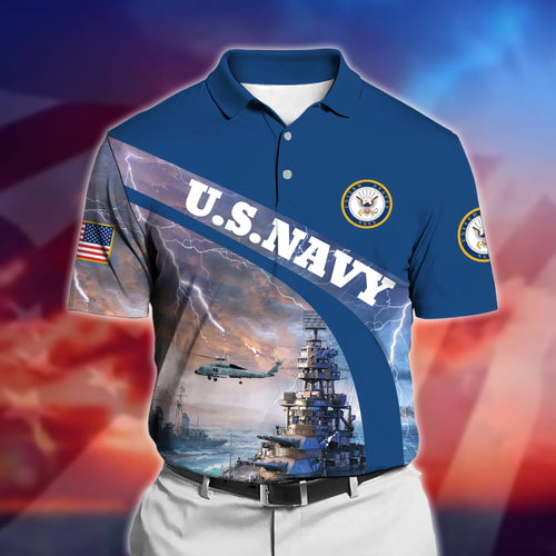 Frenzidea Premium U.S Navy Veteran Polo Shirt