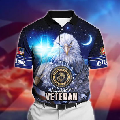 Frenzidea Premium U.S Multiple Service Veteran Polo Shirt
