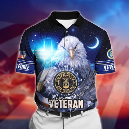 Frenzidea Premium U.S Multiple Service Veteran Polo Shirt
