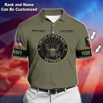 Frenzidea Premium Personalised U.S Multiple Service Veteran Polo Shirt