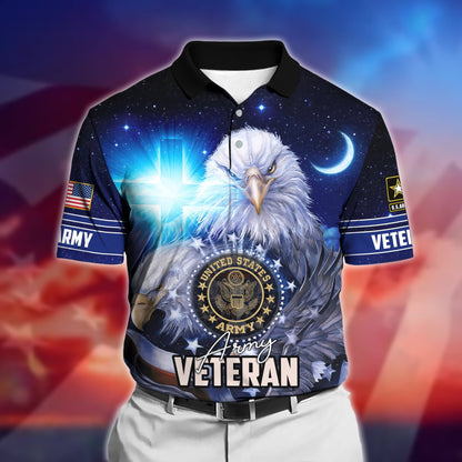 Frenzidea Premium U.S Multiple Service Veteran Polo Shirt