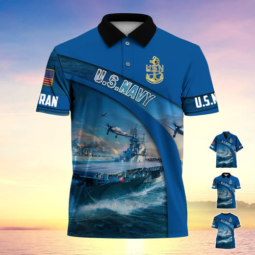 Frenzidea Premium U.S Navy Veteran Polo Shirt