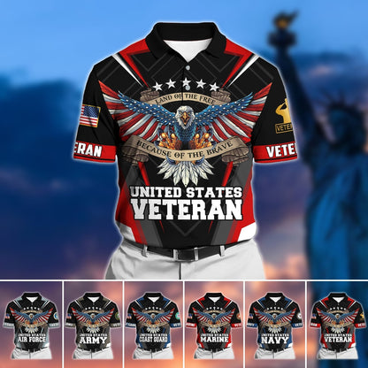 Frenzidea Premium U.S Multiple Service Veteran Polo Shirt