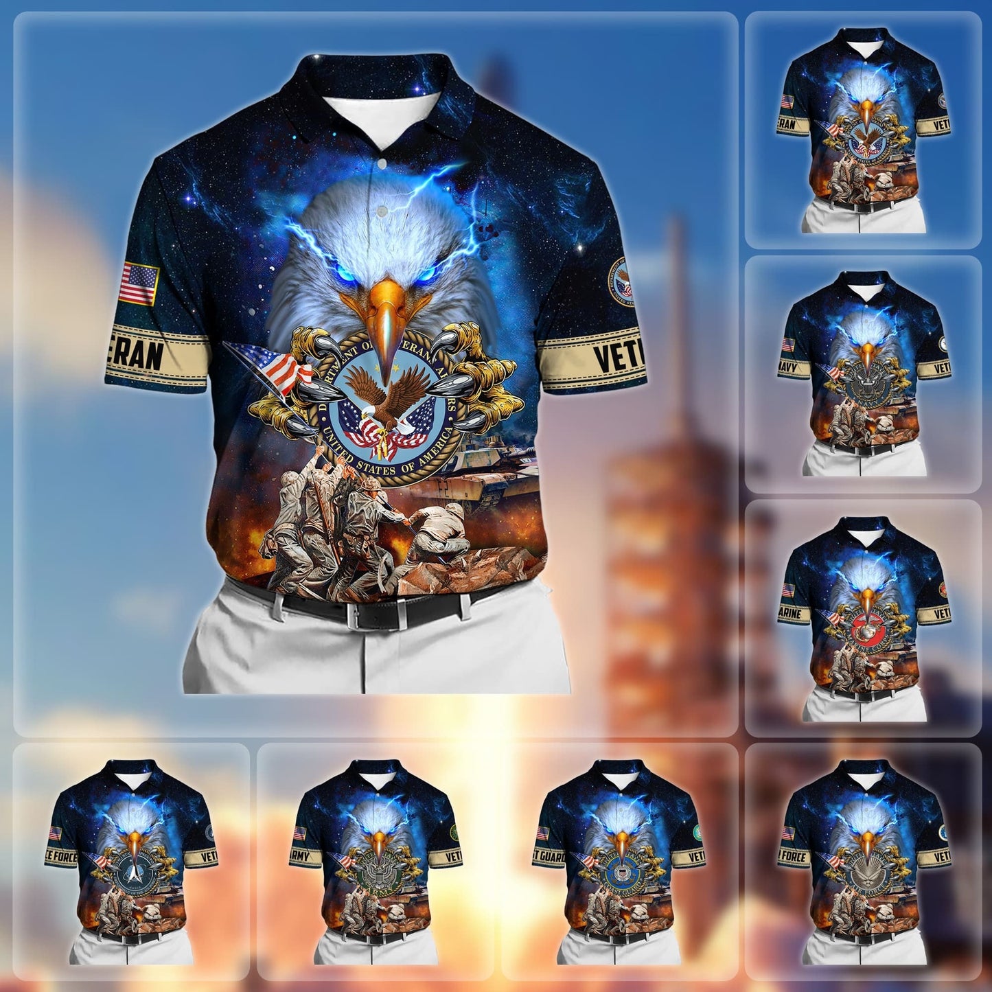 Frenzidea Premium Honor The Fallen US Veteran Polo Shirt