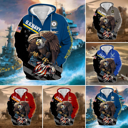 Frenzidea Premium Multiple US Military Services Veteran Zip Hoodie TH15122521