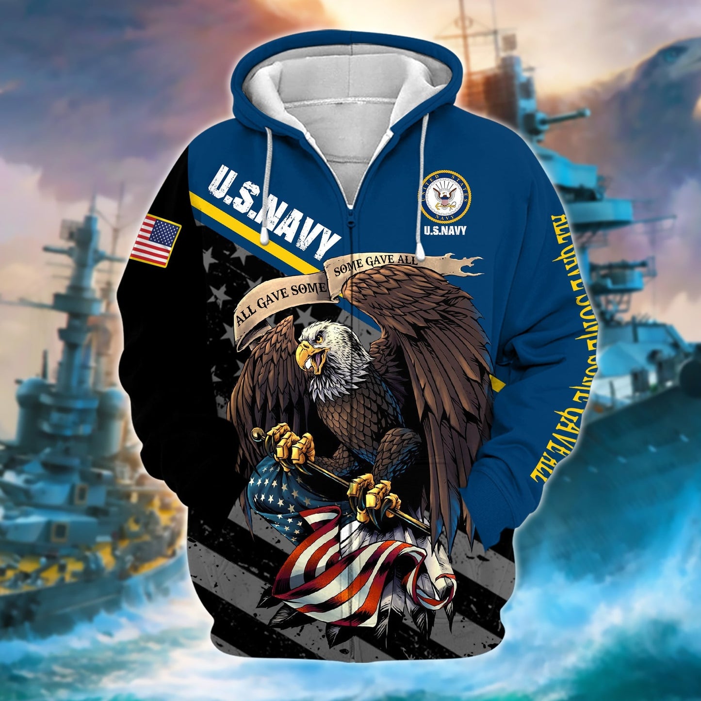 Frenzidea Premium Multiple US Military Services Veteran Zip Hoodie TH15122521