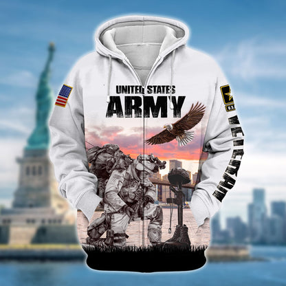Frenzidea Unique Multiple Service US Veteran Zip Hoodie