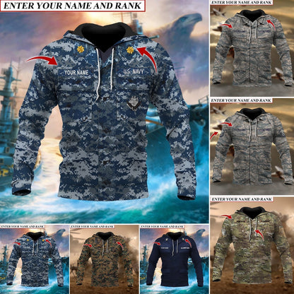 Frenzidea Premium Multiple US Military Services Veteran Personalize Hoodie