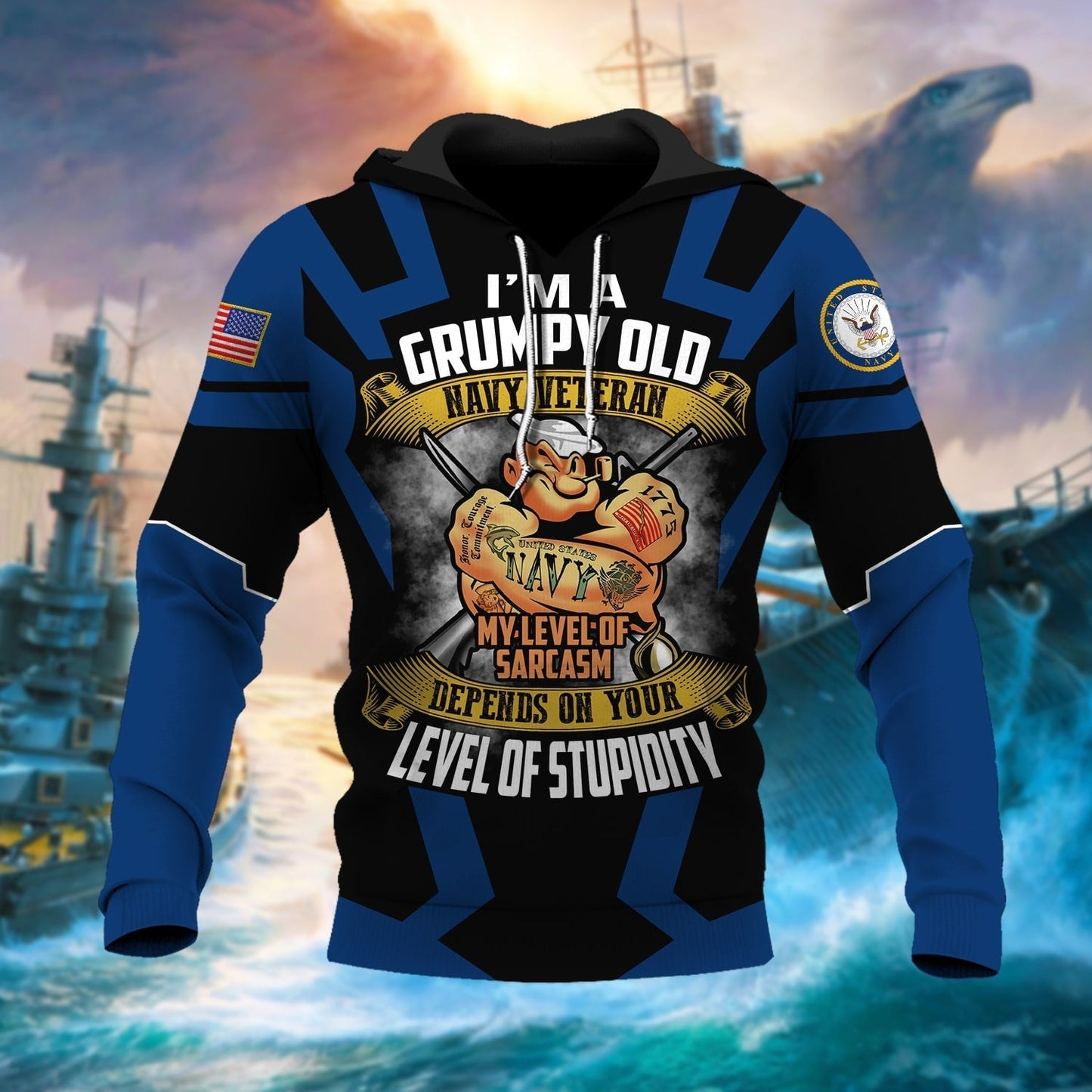 Frenzidea Unique I Am A Grumpy Old Navy Veteran Hoodie