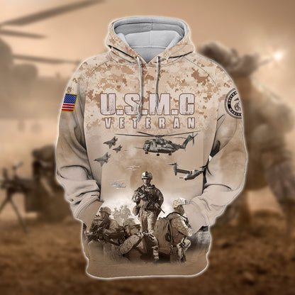 Frenzidea Unique U.S. Marine Corps Veteran Zip Hoodie