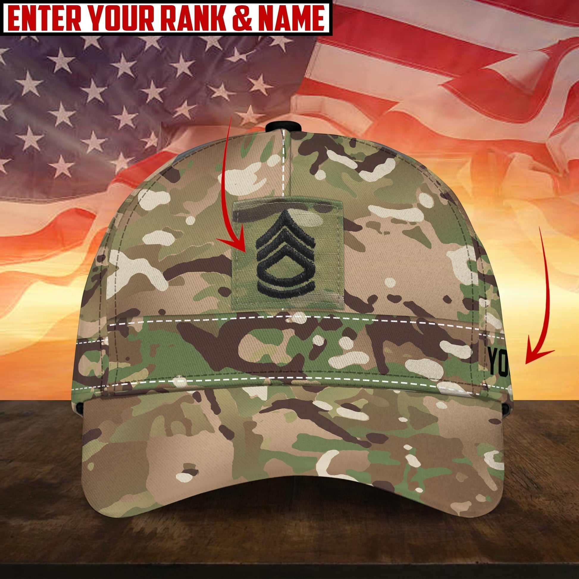 BlueJose Premium Personalised Multiple US Military Services Veteran 3D Cap PVC170204