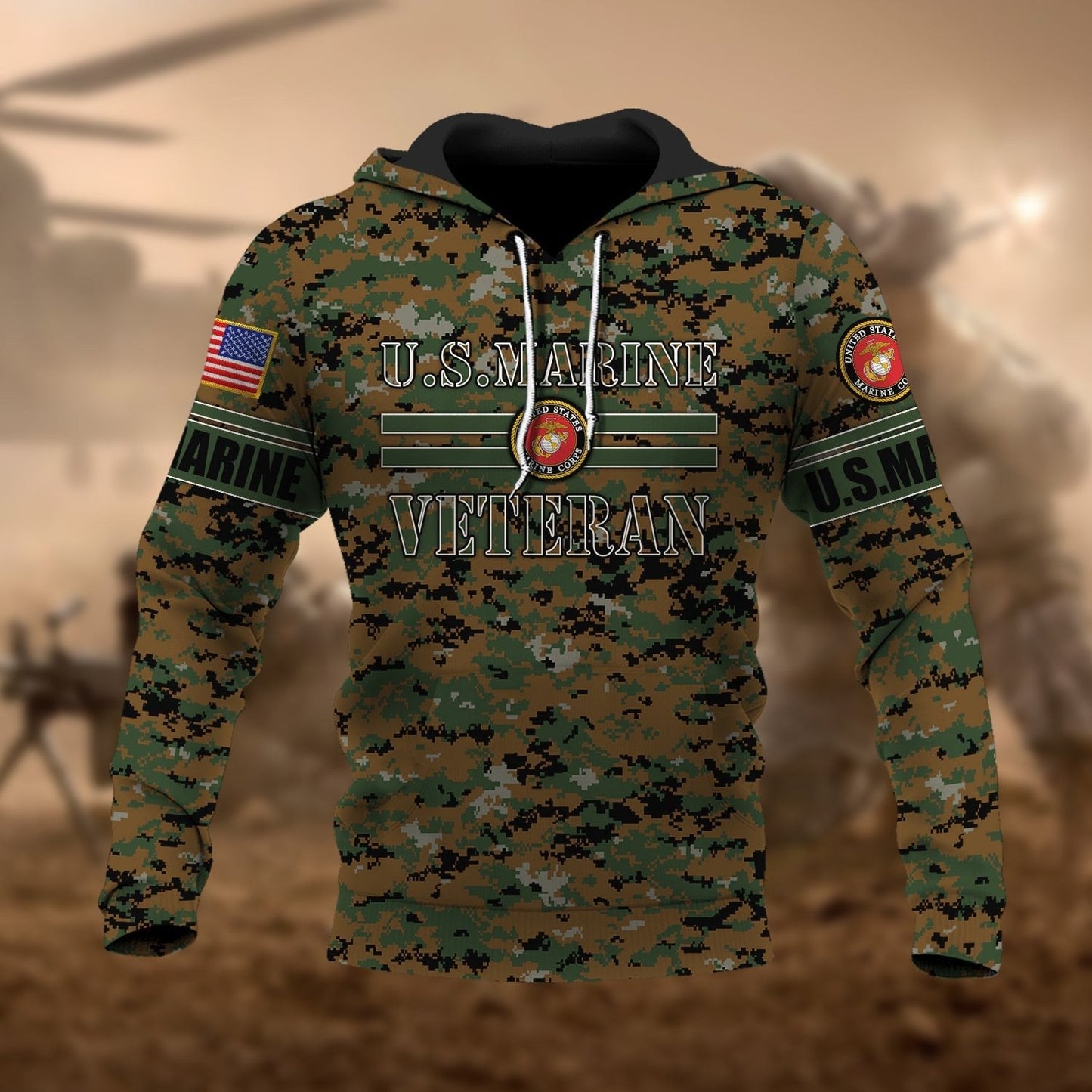 Frenzidea Premium U.S Multiple Service Veteran Hoodie