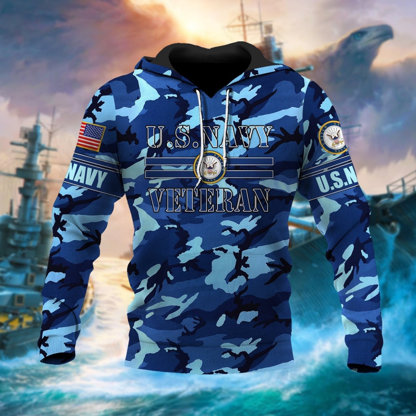 Frenzidea Premium U.S Multiple Service Veteran Hoodie