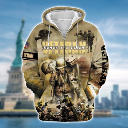 Frenzidea Premium Honor The Falen Veteran Zip Hoodie