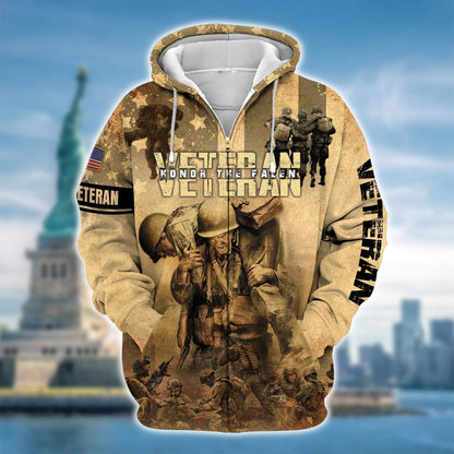 Frenzidea Premium Honor The Falen Veteran Zip Hoodie