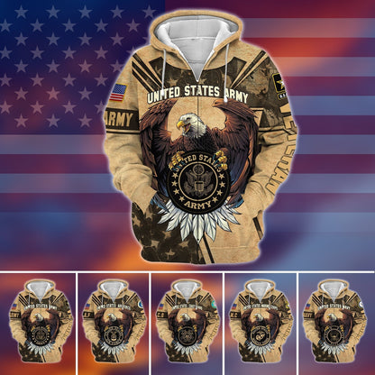 Frenzidea Premium U.S Multiple Service Veteran Zip Hoodie