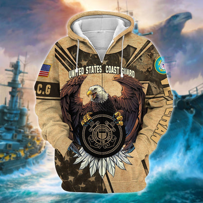 Frenzidea Premium U.S Multiple Service Veteran Zip Hoodie