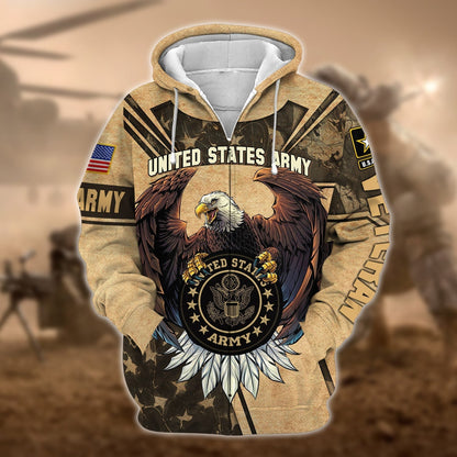 Frenzidea Premium U.S Multiple Service Veteran Zip Hoodie
