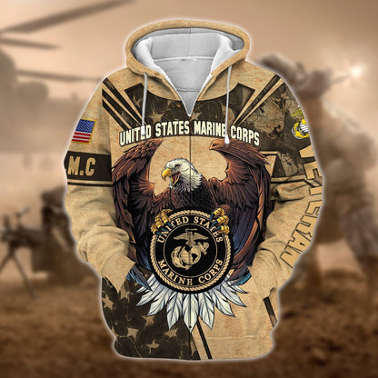 Frenzidea Premium U.S Multiple Service Veteran Zip Hoodie