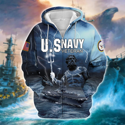 Frenzidea Premium U.S. Navy Veteran Zip Hoodie